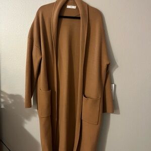 Mango Tan Open-Front Cardigan